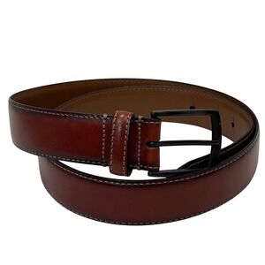 Jos A Bank Leather Belt Mens 36 Brown Excellent Handcrafted in Italy Burnished